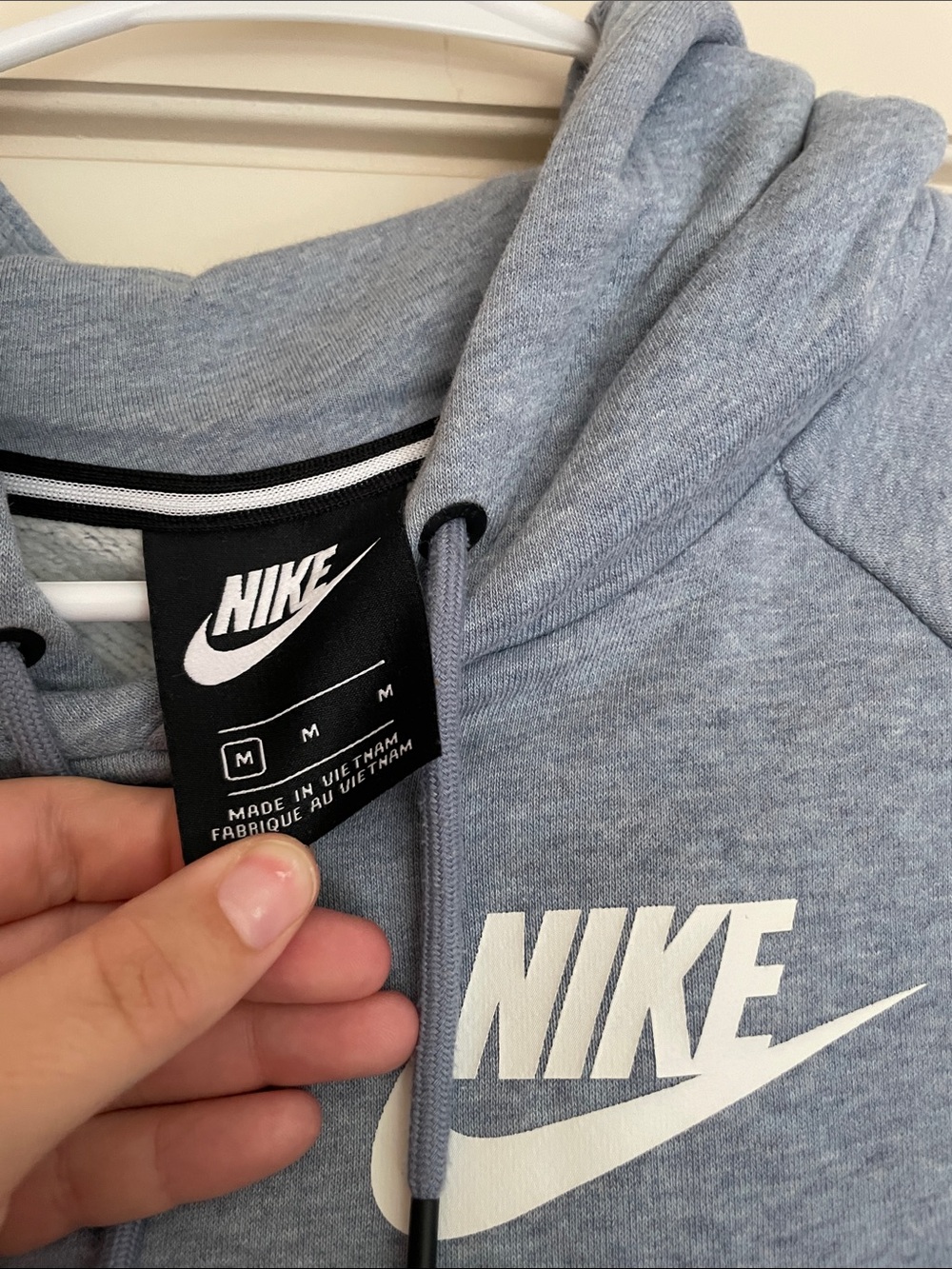 Nike Light Gray Crewneck Hoodie with White Swoosh - Picture 3 of 3